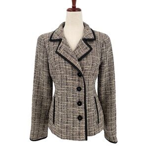 Nina Mclemore Tweed Boucle 4 Button Blazer Size 0